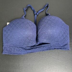 Victoria's Secret Uplift No Wire Bra Blue Lace Racerback Size 36D